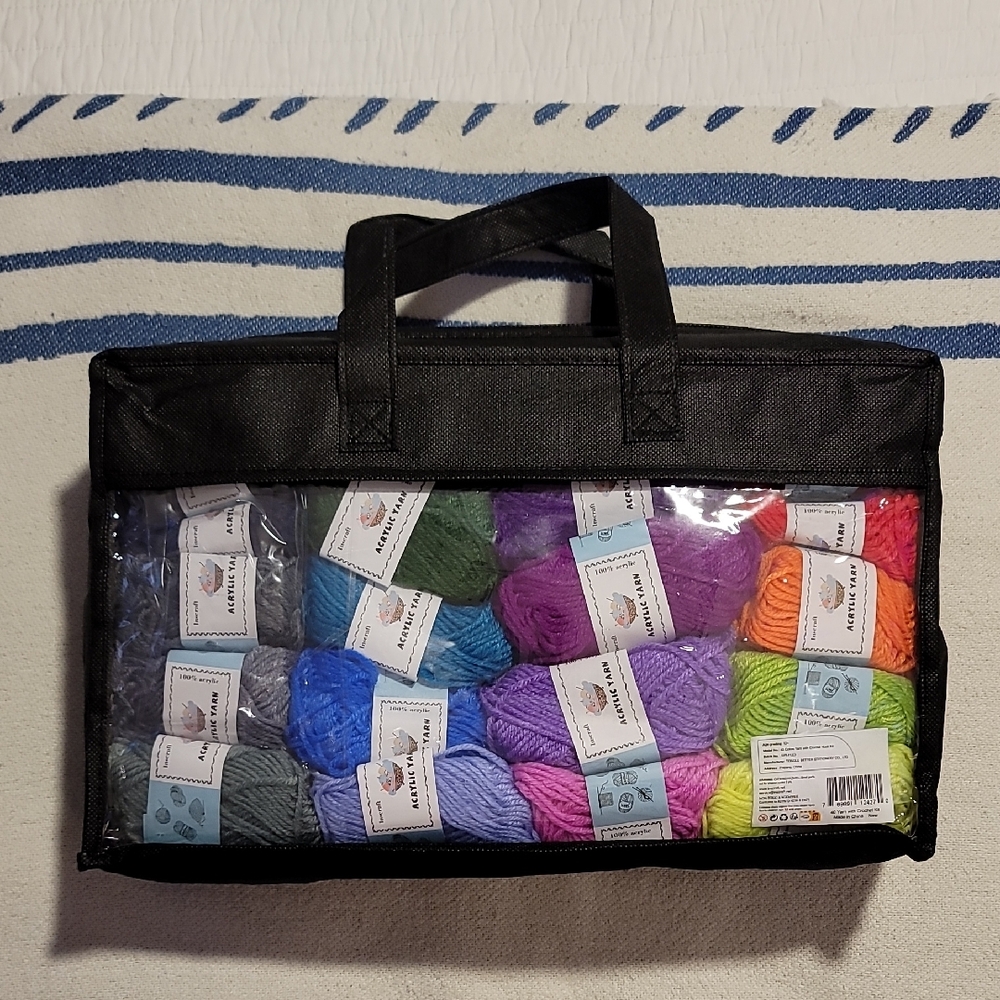 Colorful Yarn Set in Black Carrying Case